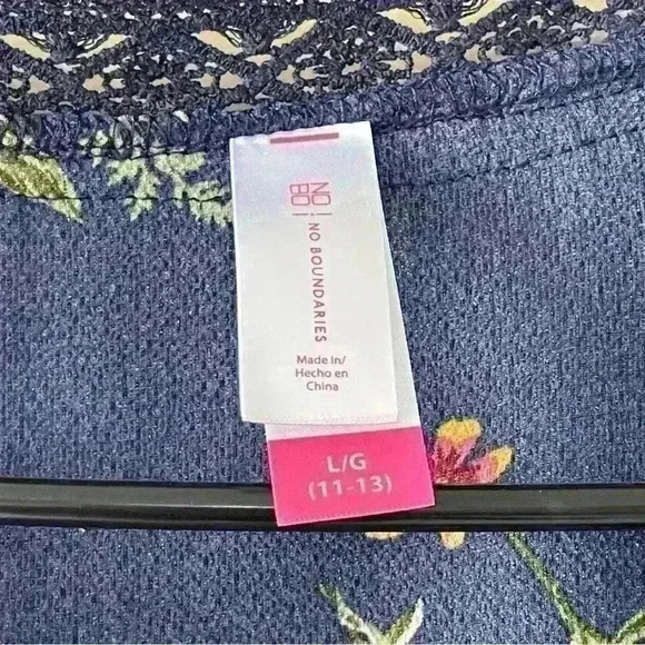 NO BOUNDARIES WOMENS NAVY FLORAL LONG SLEEVE OPEN FRONT CARDIGAN SIZE L (11-13) - Picture 3 of 11